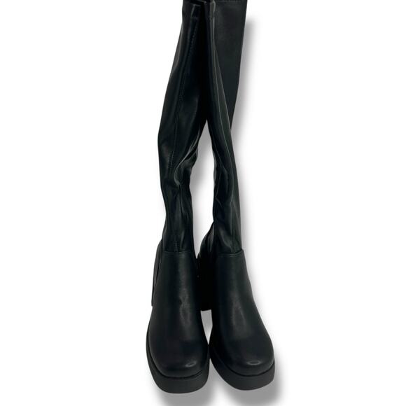NEW Madden Girl Black Lax Boots Size 5.5 Platform Chunky Tall Stretch Sock Boot - Picture 7 of 8